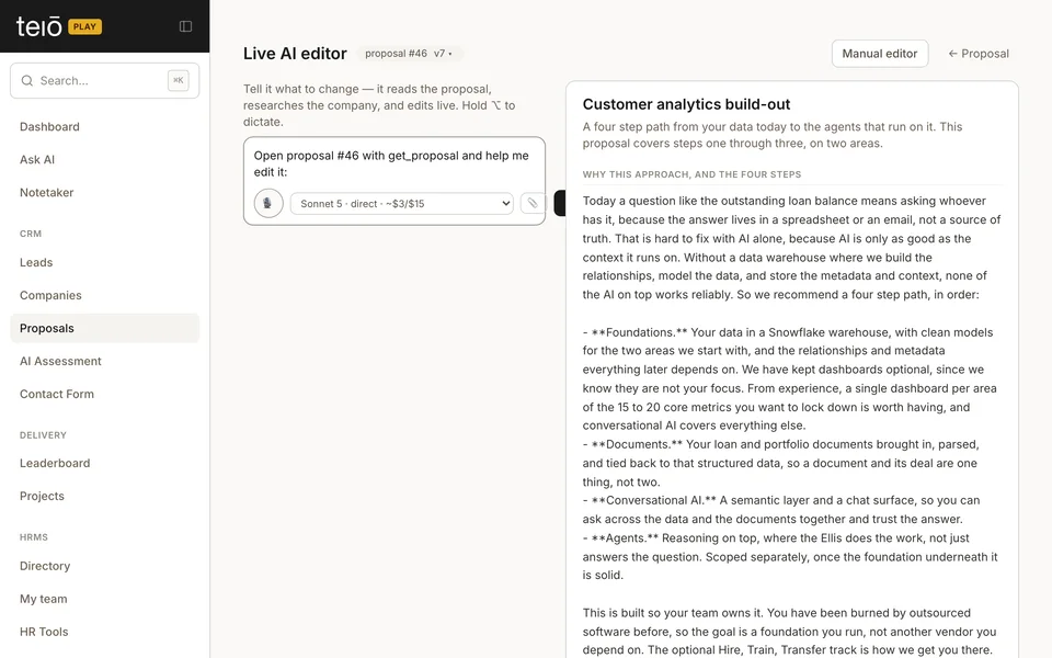 Speaking a proposal in the live editor, frame 1 of 4