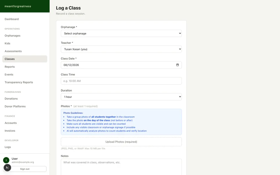 Logging a class, the wall of logs, a verified class, and a flagged one, frame 1 of 4